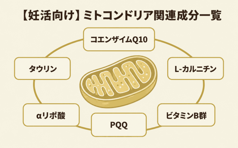 ミトコンドリア関連成分一覧